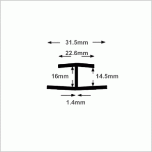 16mm PVC Board Unequal H Section - from Stock Plastic Extrusions