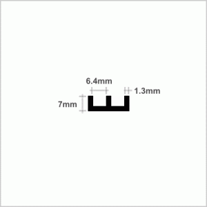 6mm Straight centre Leg Double Channel Bottom - PVC - from Stock Plastic Extrusions